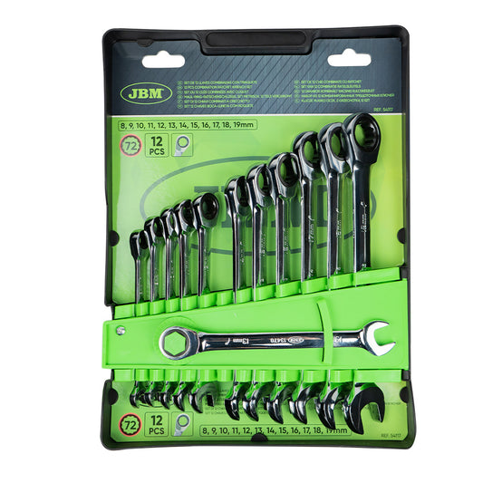 SET DE 12 LLAVES COMBINADAS CON TRINQUETE