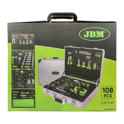 MALETÍN DE ALUMINIO DE 109 PIEZAS DE HERRAMIENTAS 1/4" Y 1/2" CINCADO
