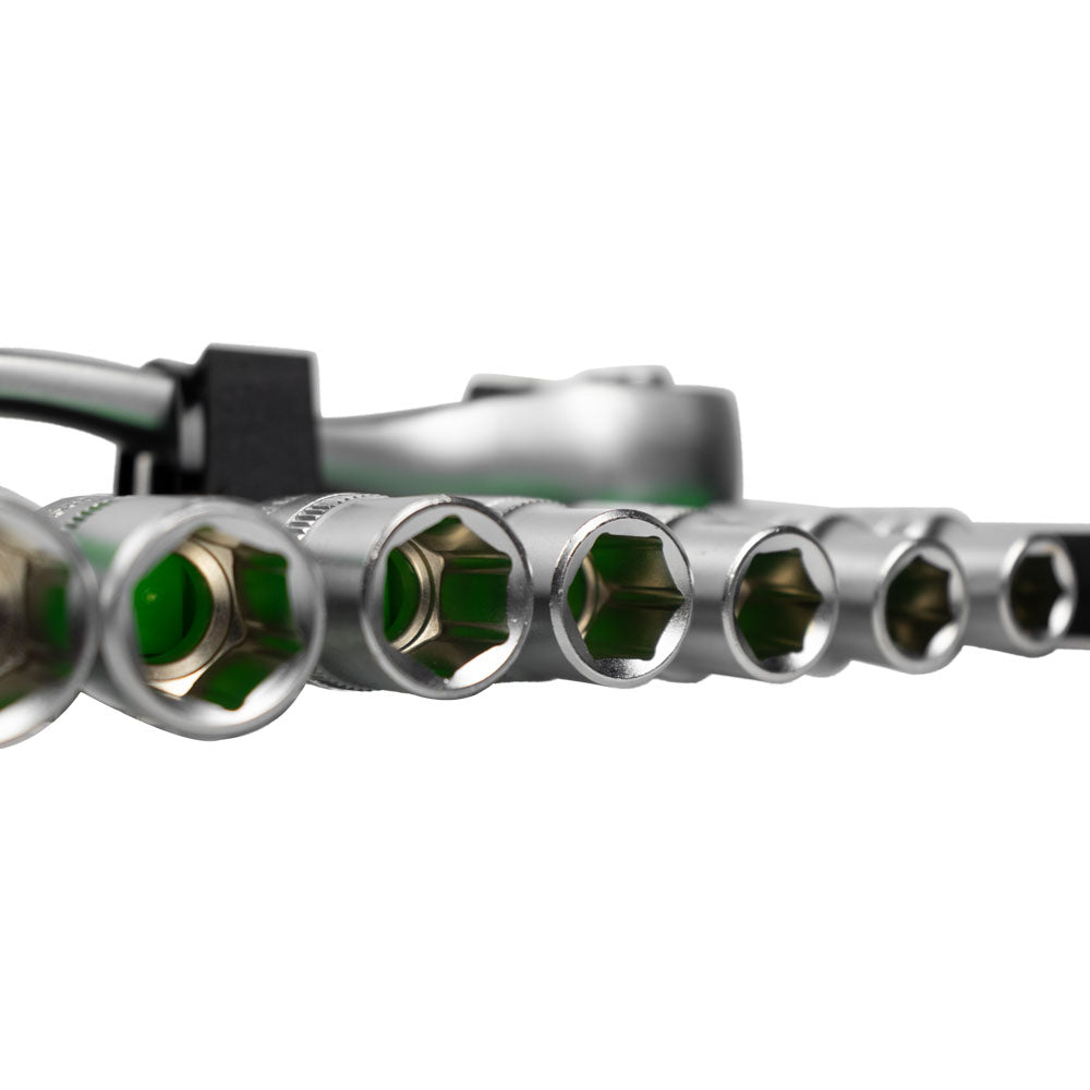 CARRACA DE 1/2" CON CABEZAL CON 72 DIENTES 255MM Y VASOS HEXAGONALES