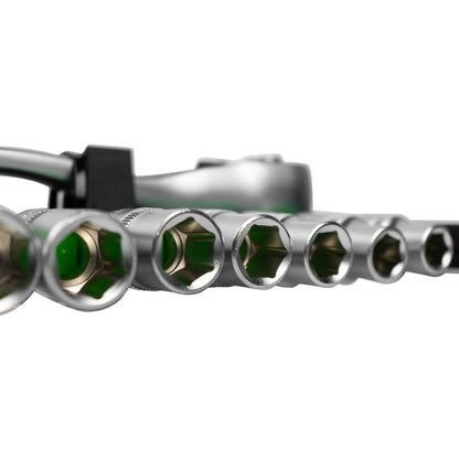 CARRACA DE 1/2" CON CABEZAL CON 72 DIENTES 255MM Y VASOS HEXAGONALES