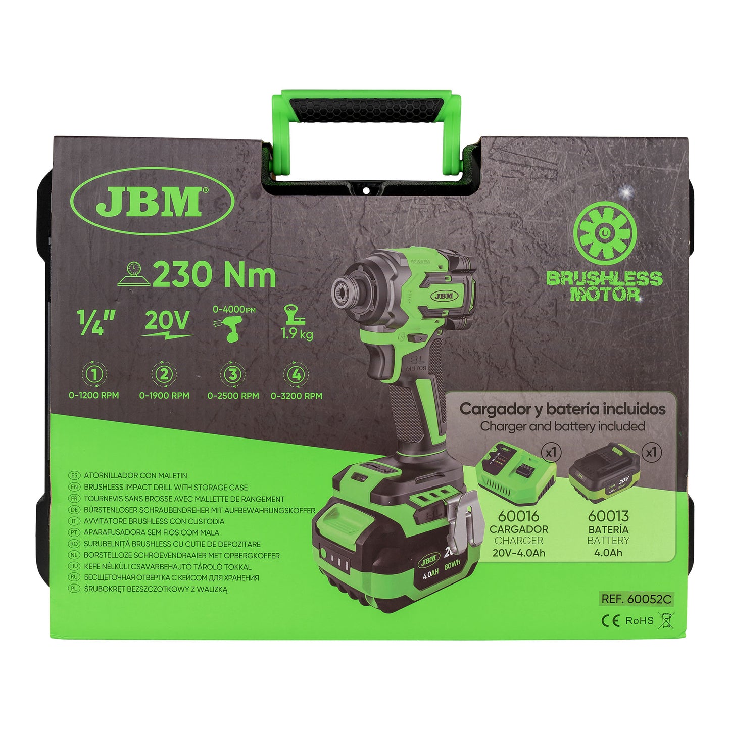 ATORNILLADOR DE IMPACTO A BATERÍA 1/4" 230NM CON MALETÍN